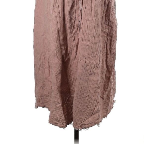 The Frock NYC 100% Cotton Gauze Crinkle Dusty Rose Maxi Boheme Shirt Dress Sm - Picture 3 of 10